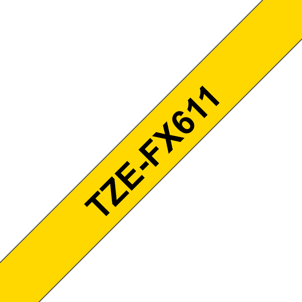 Original Brother TZeFX611 fleksibel ID merketape – sort på gul, 6 mm bred
